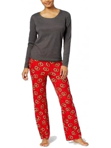 Sets Top & Printed Fleece Pants Pajama Set- Pretzel Twist- Medium - CF18H0U89IS $26.79