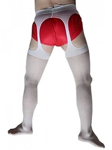Undershirts Men Sexy Transparent Stockings Sexy Pantyhose Open Tights - White - C217YW3UQYM $20.51