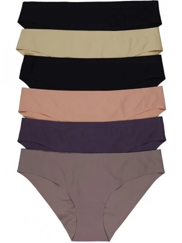 Panties Women's Pack of 6 Comfortable No Panty Line Laser Cut Panties - S to 3XL - Plain - CA1957CWNU4 $37.52