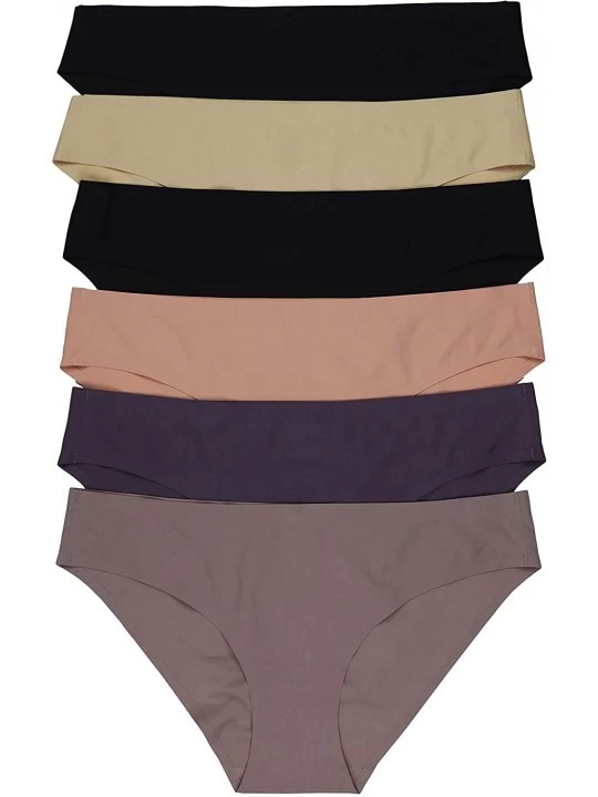 Panties Women's Pack of 6 Comfortable No Panty Line Laser Cut Panties - S to 3XL - Plain - CA1957CWNU4 $15.51