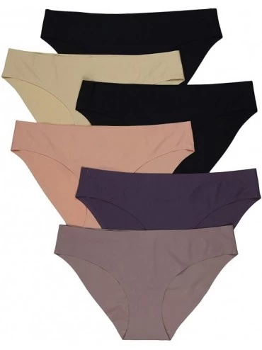 Panties Women's Pack of 6 Comfortable No Panty Line Laser Cut Panties - S to 3XL - Plain - CA1957CWNU4 $15.51