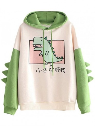 Bras Women Hooded Pullover Cute Cartoon Printed Long Sleeve Patchwork Sweatshirt Sweater Outwear - Green - C1193GO76LC $46.28