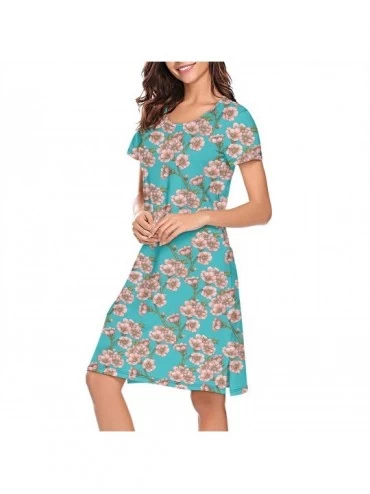 Tops Women's Cute Sleep Shirt Sleepwear Night Dress Short Sleeve Nightshirts Nightgown - White-16 - CB1937H9ZK5 $21.63