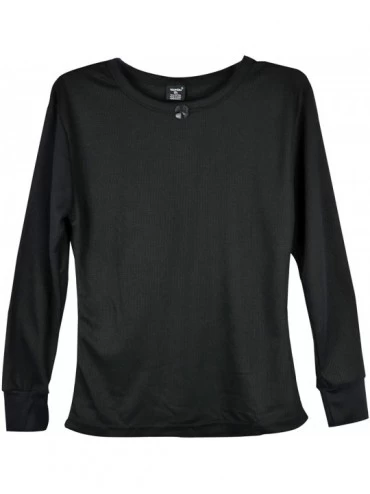 Thermal Underwear Women's 100% Cotton Long Sleeve Top & Buttom Thermal Sets - Black - CX11HQ5R8AX $13.26