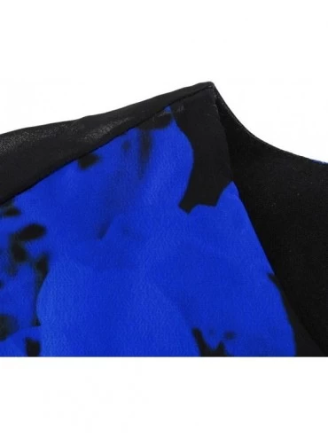 Robes Women Plus Size Casual Rose Print Chiffon O-Neck Ruffles Mini - Blue - C018MGU8C74 $13.93