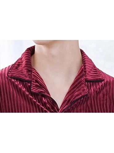 Sleep Sets Men's Winter Velvet Velour Pajama Set Lounge Striped Sleepwear Pjs Nightwear with Long Sleeve - Red - C318WLLDL2T ...