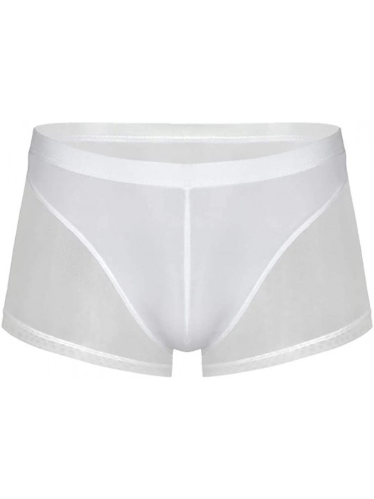 Briefs Thin Men's Underwear Mesh Translucent Low Waist Breathable Boxer - White - CI192M3ZR5O $25.48