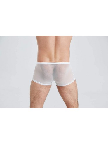 Briefs Thin Men's Underwear Mesh Translucent Low Waist Breathable Boxer - White - CI192M3ZR5O $25.48