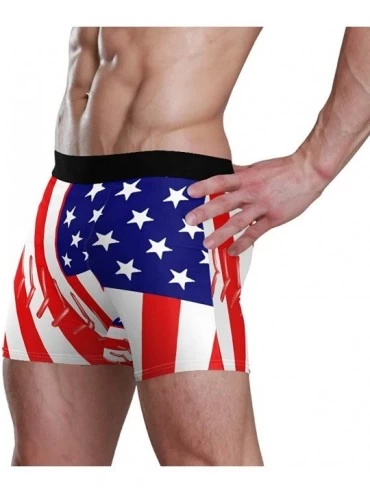 Boxer Briefs Men's Barbados Flag Boxer Briefs Sport Underwear Stretch Trunks - Usa Flag Baseball Lace - CX1930YAM3H $14.20