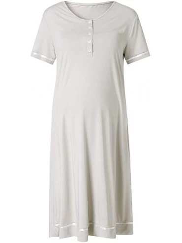 Nightgowns & Sleepshirts Women 3 in 1 Delivery/Labor/Maternity/Nursing Nightgown Long Sleeve Pleated Breastfeeding Sleep Dres...