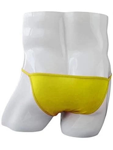 G-Strings & Thongs Men's Sexy Thong Jockstrap Lingerie Underwear Translucent Low Waist Elastic Waistband G-String Briefs - Ye...