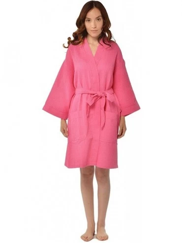 Robes Women's Waffle Weave Spa Robe - Fuchsia - CN11BI4CUAV $48.04