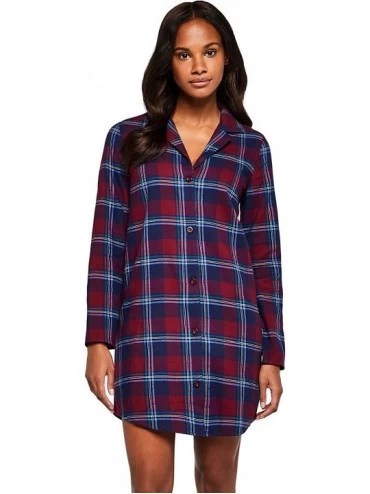 Nightgowns & Sleepshirts Women's Long Sleeve Flannel Nightgown - Red - CN18UYN5W4W $48.49