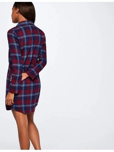 Nightgowns & Sleepshirts Women's Long Sleeve Flannel Nightgown - Red - CN18UYN5W4W $22.04