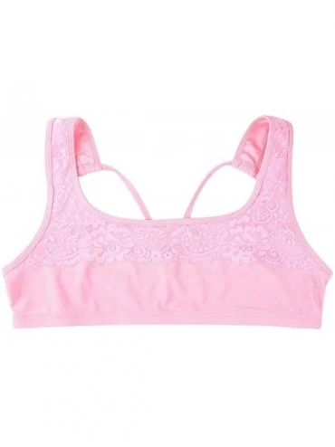 Undershirts Mens Sissy Lace Bra Tops Wire-Free Bralette Crossdress Gay Lingerie Nightwear - Sport Pink - CX18QKHMX48 $16.77