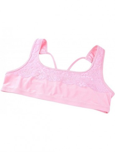Undershirts Mens Sissy Lace Bra Tops Wire-Free Bralette Crossdress Gay Lingerie Nightwear - Sport Pink - CX18QKHMX48 $32.24