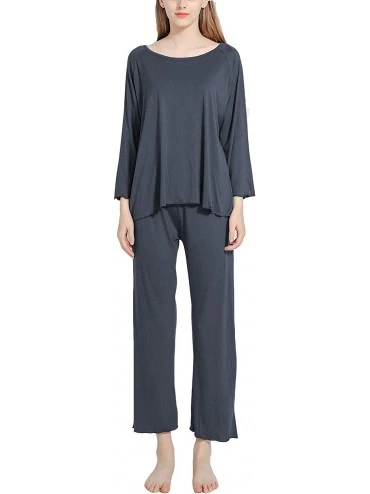 Sets Women's Casual Pajamas Set Soft 2 Pieces Long Sleeves Pyjamas Loose Fit Loungewear - Grey - CB18Z573C3H $39.54