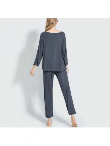Sets Women's Casual Pajamas Set Soft 2 Pieces Long Sleeves Pyjamas Loose Fit Loungewear - Grey - CB18Z573C3H $39.54