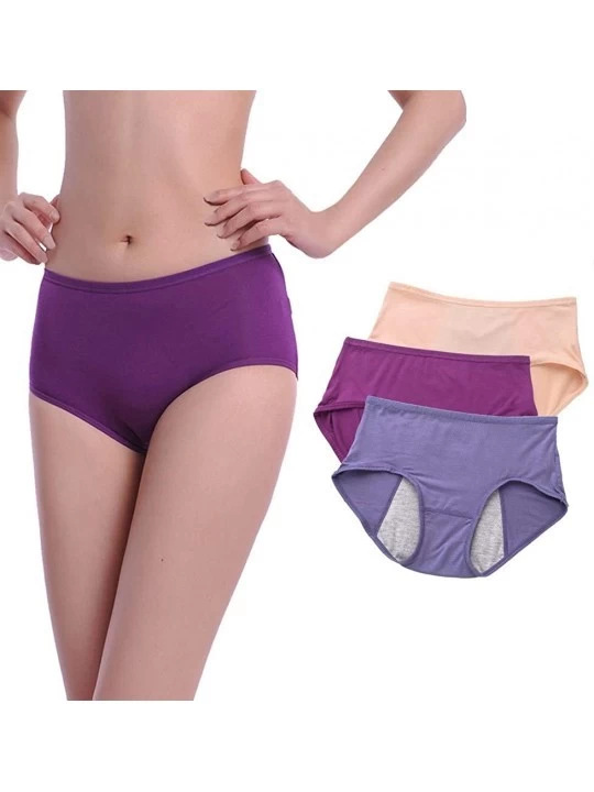 Panties Girls Menstrual Period Panties Teens Bamboo Viscose Fiber Leakproof Underwear Women Postpartum Briefs Multi Pack - Bl...