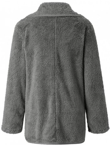 Baby Dolls & Chemises Women's Coat Winter Warm Outwear Long Sleeve Lapel Cardigan Sweater Casual Jacket Coat - Gray - CC19222...