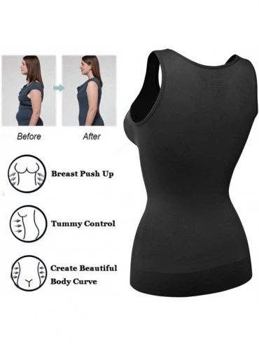 Shapewear Seamless Shaperwear Compression Vest for Women Tummy Control Tank Top with Built in Shelf Padded Bra Shirt - Black(...