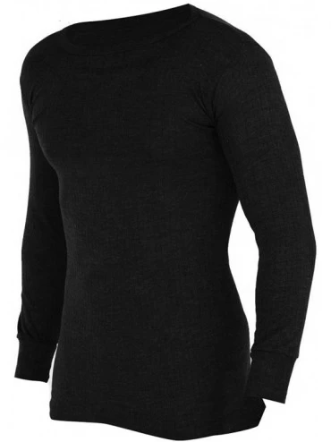 Thermal Underwear Mens Thermal Underwear Long Sleeve Vest Top (Viscose Premium Range) - Black - CV116WXTEIF $27.11