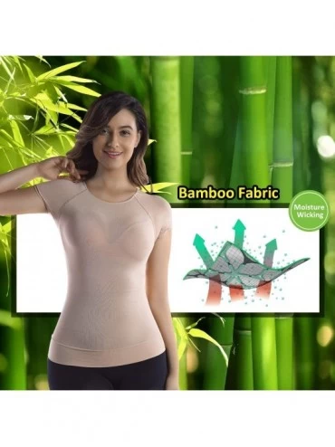 Shapewear Womens Undershirt Short Sleeve Bamboo T-Shirt Shapewear Tops Scoop Neck Basic Tee Seamless - Nude - C818IWZQ7HZ $19.01