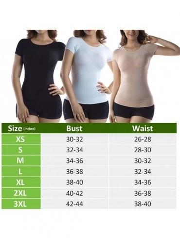 Shapewear Womens Undershirt Short Sleeve Bamboo T-Shirt Shapewear Tops Scoop Neck Basic Tee Seamless - Nude - C818IWZQ7HZ $19.01