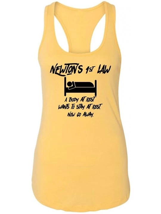 Tops Ladies Newtons First Law Sleep Racerback - Banana Cream - CT18YCWC3HD $11.43