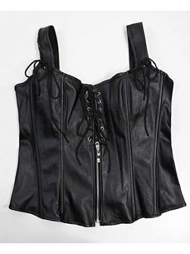 Shapewear Women's Punk Faux Leather Wetlook Bustier Corset - CA18CQI0L8Q $40.91