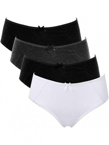 Panties Women Cotton Hipster Panties Lace Trim Underwear Stretch Briefs 4 Pack - Black- Black- Grey- White - CB18H6G02HA $43.56