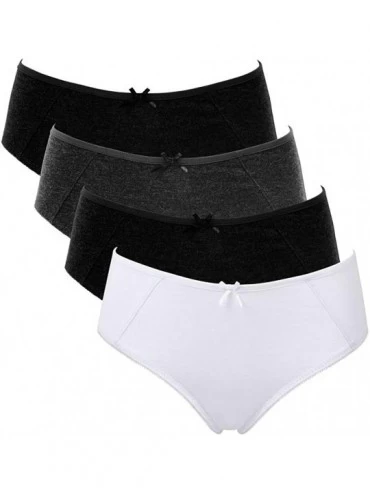Panties Women Cotton Hipster Panties Lace Trim Underwear Stretch Briefs 4 Pack - Black- Black- Grey- White - CB18H6G02HA $36.14