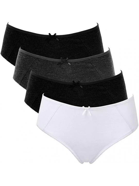 Panties Women Cotton Hipster Panties Lace Trim Underwear Stretch Briefs 4 Pack - Black- Black- Grey- White - CB18H6G02HA $15.35