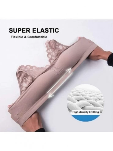 Bras Push Up Comfort Super Elastic Breathable Nylon Lace Bra - Light Pink+black+blue - CH19EN2LYG7 $21.59