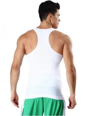 Shapewear Mens Slimming Compression Undershirts Elastic Abdomen Control Vest - White-2 - CY18I2KE034 $18.60