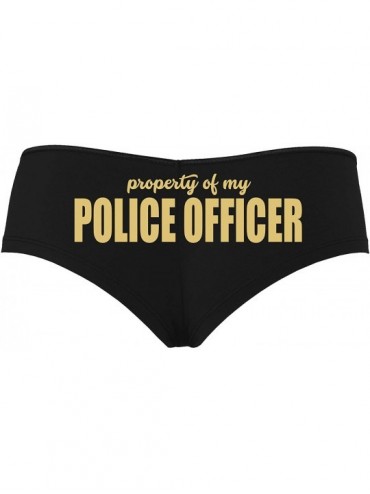 Panties Property of My Police Officer Leo Wife Black Boyshort Panties - Sand - CY195HENDZD $30.52