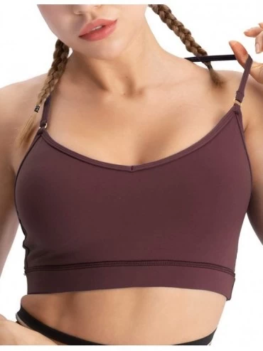 Bras Women's Sports Bra Medium Impact Strappy Workout Bra Cross Back Straps Yoga Bra Top - Port Royale - C518UGD5I9C $18.73