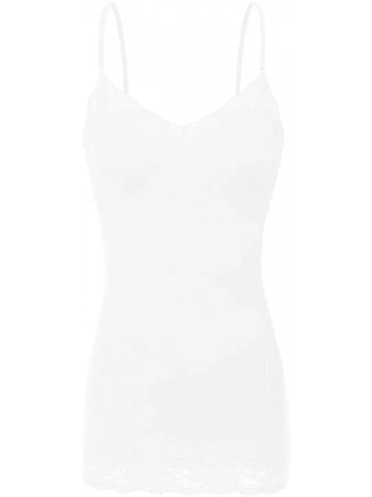 Womens Lace Trim V-Neck Cotton Blend Camisole Tank Top Collection S-3X ...