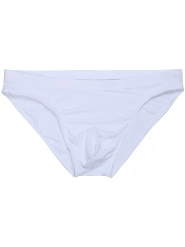 Briefs Men's Ice Silk Bulge Pouch Panties Solid Color Bikini Briefs Swimwear Swimsuit Underwear - White - C119DW0A8MX $14.62