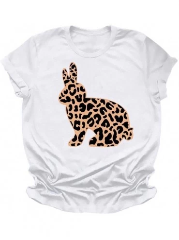 Tops Easter Lady Rabbit Print Short Sleeve O-Neck T-Shirt Top - White - CI196SUT5K5 $25.83
