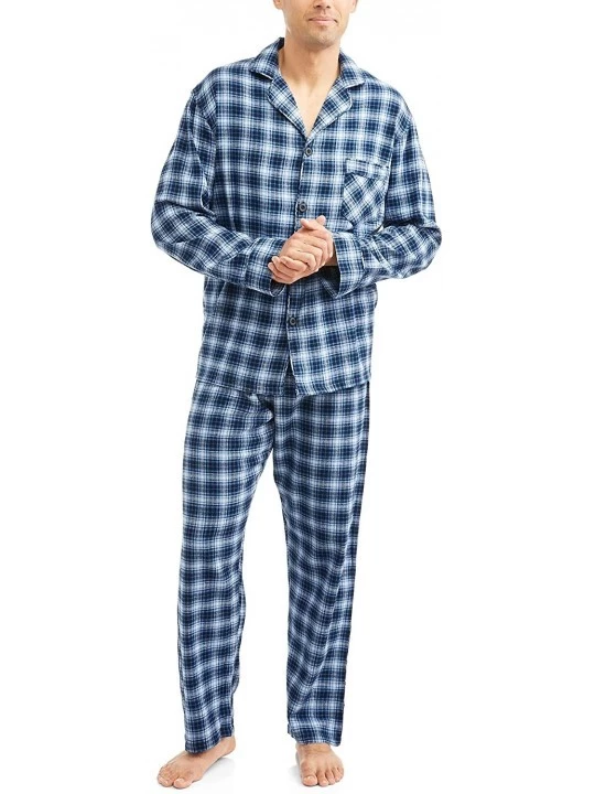 Sleep Sets Men's Woven Pajama 2-Piece Set with Premium Soft Fabric (Blue Plaid) - CT18SAEOML5 $16.69