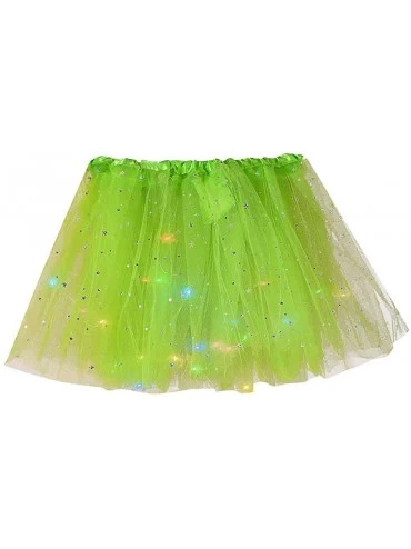 Slips Elastic Waist Chiffon Petticoat Princess Puffy Skirt 50s High Waist Skirts Vintage Tutu with LED Small Bulb Skirt - Gre...