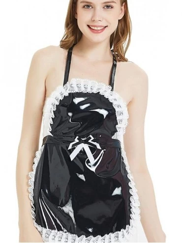 Shapewear Women's French Maid-Themed Teddy Dress Halloween Fancy Apron - Black1 - CW18WN5LQ8G $8.18