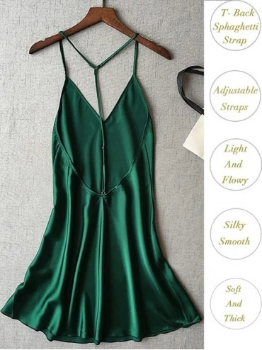 Nightgowns & Sleepshirts Silky Satin Nightie-Backless Lingerie for Women-Loose Sleepwear-Mini Nightgown-Spaghetti Strap Chemi...