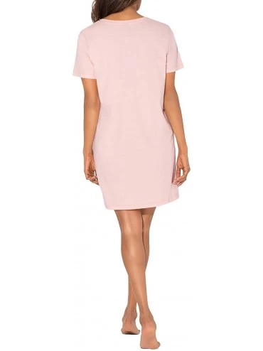 Tops Women's V-Neck Oversized Sleep Shirt - Blushing Rose 'Love' - CG18NZ2MCYT $14.62