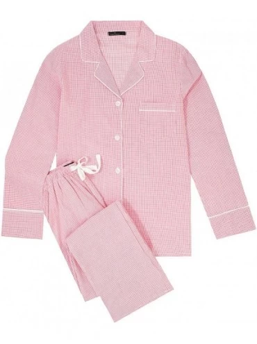 Sets 100% Cotton Pajama Set for Women - Checks Red-white - CE190MX820N $70.21