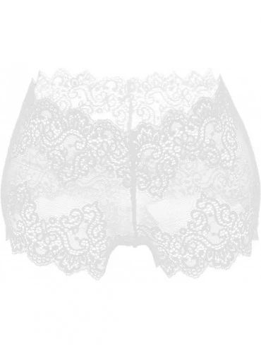 Panties Women's Hipster Full lace Sheer Lace Panties Underwear Stretch Briefs knickers - White - C41972Y7Z3G $20.96
