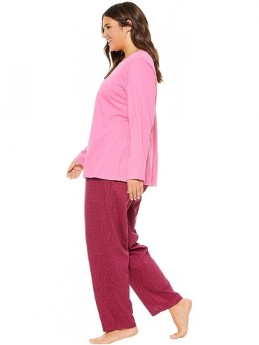 Sets Women's Plus Size Long Sleeve Knit Pj Set Pajamas - Raspberry Dog (0729) - CH199L53R0H $33.12