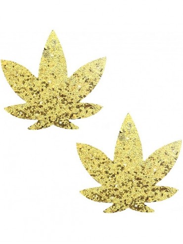 Accessories Dope AF Weed Leaf Nipztix Pasties Nipple Covers Medical Grade Adhesive Waterproof Made in USA - Gold - CT189UM3XL...