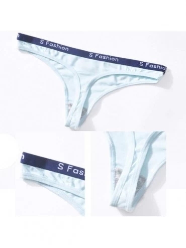 Slips Women Cotton Thong Sexy Low Waist Panties Letter G-String Underpants Briefs - Sky Blue - CY196EWLSTI $10.12